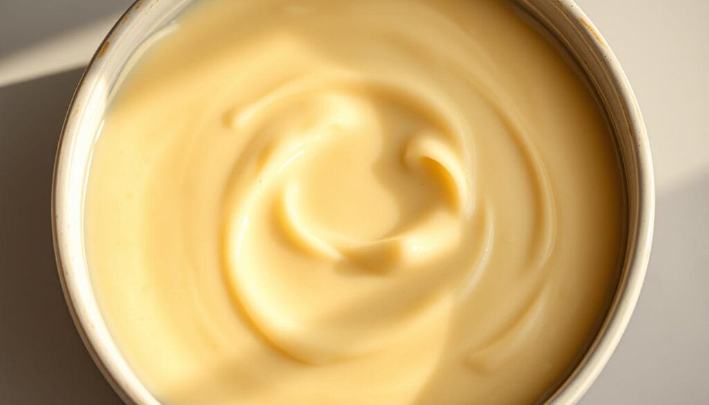 A close-up shot of a bowl filled with rich, creamy alfredo sauce. The sauce has a velvety, smooth texture, with subtle hints of garlic and Parmesan cheese. Delicate swirls and gentle ripples add visual interest, as if the sauce has just been stirred. Soft, natural lighting illuminates the sauce, highlighting its inviting, golden-hued color. The bowl is positioned on a neutral, minimalist background, allowing the sauce to be the focal point. The overall mood is one of simplicity, comfort, and culinary mastery. A close-up shot of a bowl filled with rich, creamy alfredo sauce. The sauce has a velvety, smooth texture, with subtle hints of garlic and Parmesan cheese. Delicate swirls and gentle ripples add visual interest, as if the sauce has just been stirred. Soft, natural lighting illuminates the sauce, highlighting its inviting, golden-hued color. The bowl is positioned on a neutral, minimalist background, allowing the sauce to be the focal point. The overall mood is one of simplicity, comfort, and culinary mastery.